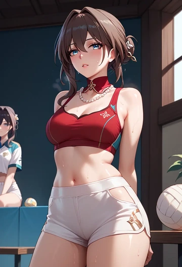 star rail,ruan mei,volleyball uniform  - AI generated anime art